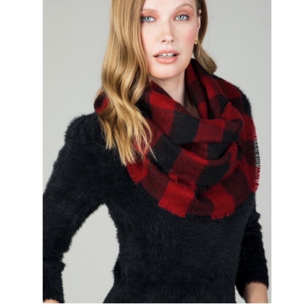 Woven Buffalo Checker Plaid Infinity Scarf